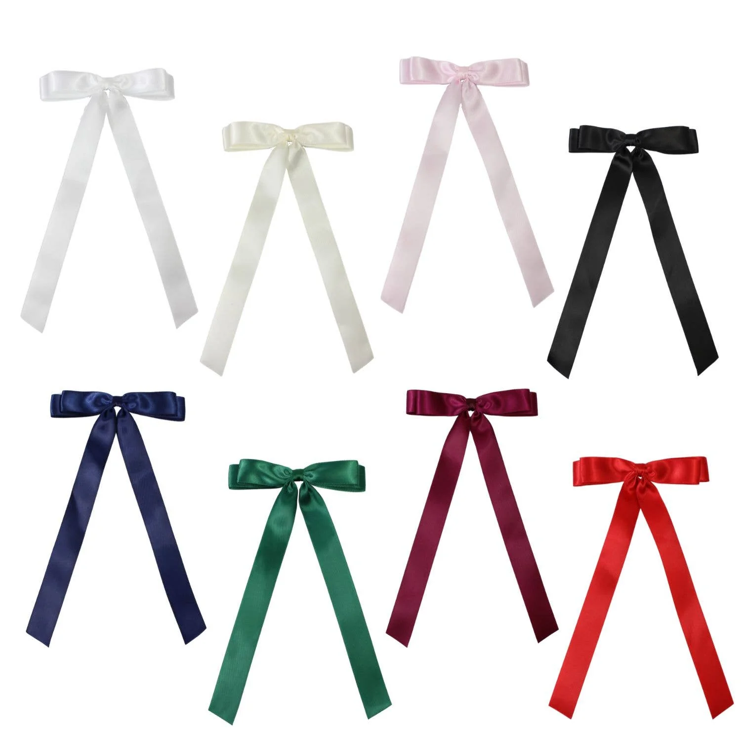 Beyond Creations, LLC - 7/8" SATIN LAYERED TAIL BOW ON ALLIGATOR CLIP: Powder Pink - Image 2