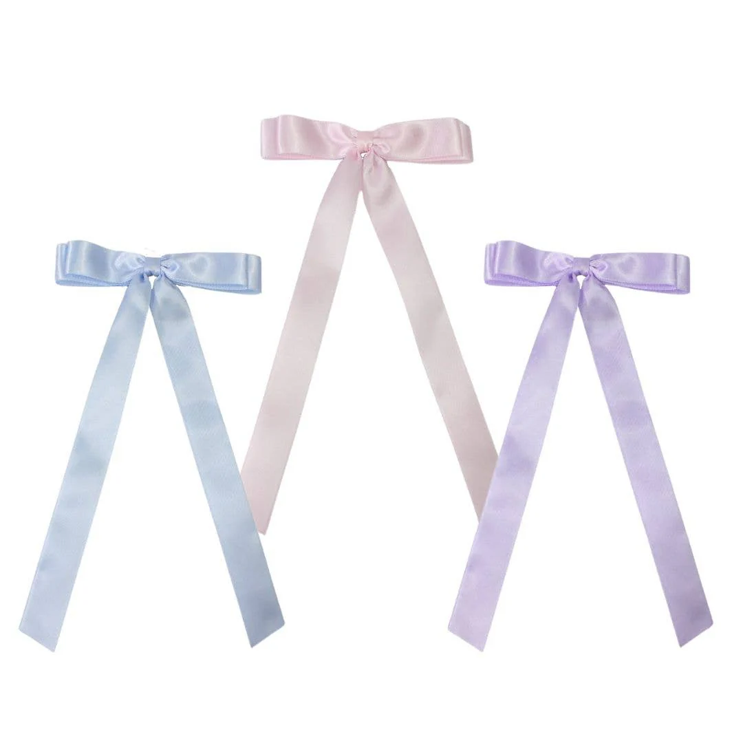 Beyond Creations, LLC - 7/8" SATIN LAYERED TAIL BOW ON ALLIGATOR CLIP: Powder Pink - Image 4