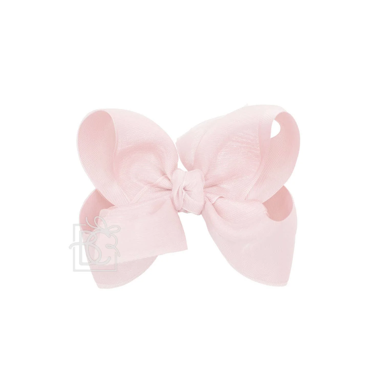 Beyond Creations, LLC - LAYERED ORGANZA/GROSGRAIN BOW ON CLIP: 5.5" Huge - 2.25" Ribbons on Alligator Clip / L PINK/ L PINK