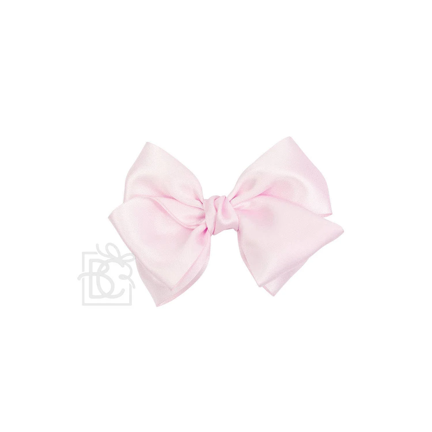 Beyond Creations, LLC - SATIN EUROPEAN BOW W/RUFFLED KNOT ON CLIP: 5" Euro Bow on Med. Alligator Clip / WHITE - Image 2