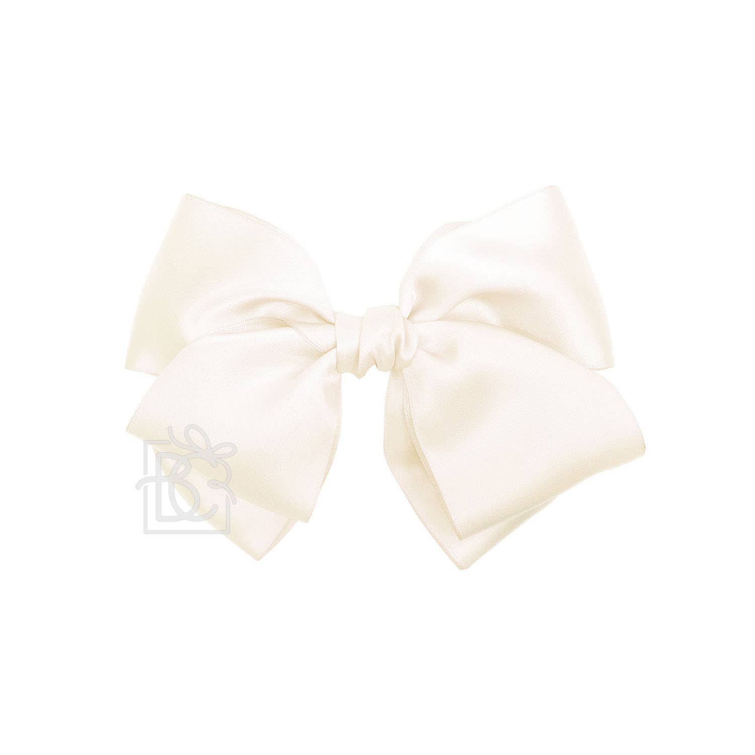 Beyond Creations, LLC - SATIN EUROPEAN BOW W/RUFFLED KNOT ON CLIP: 5" Euro Bow on Med. Alligator Clip / WHITE - Image 8