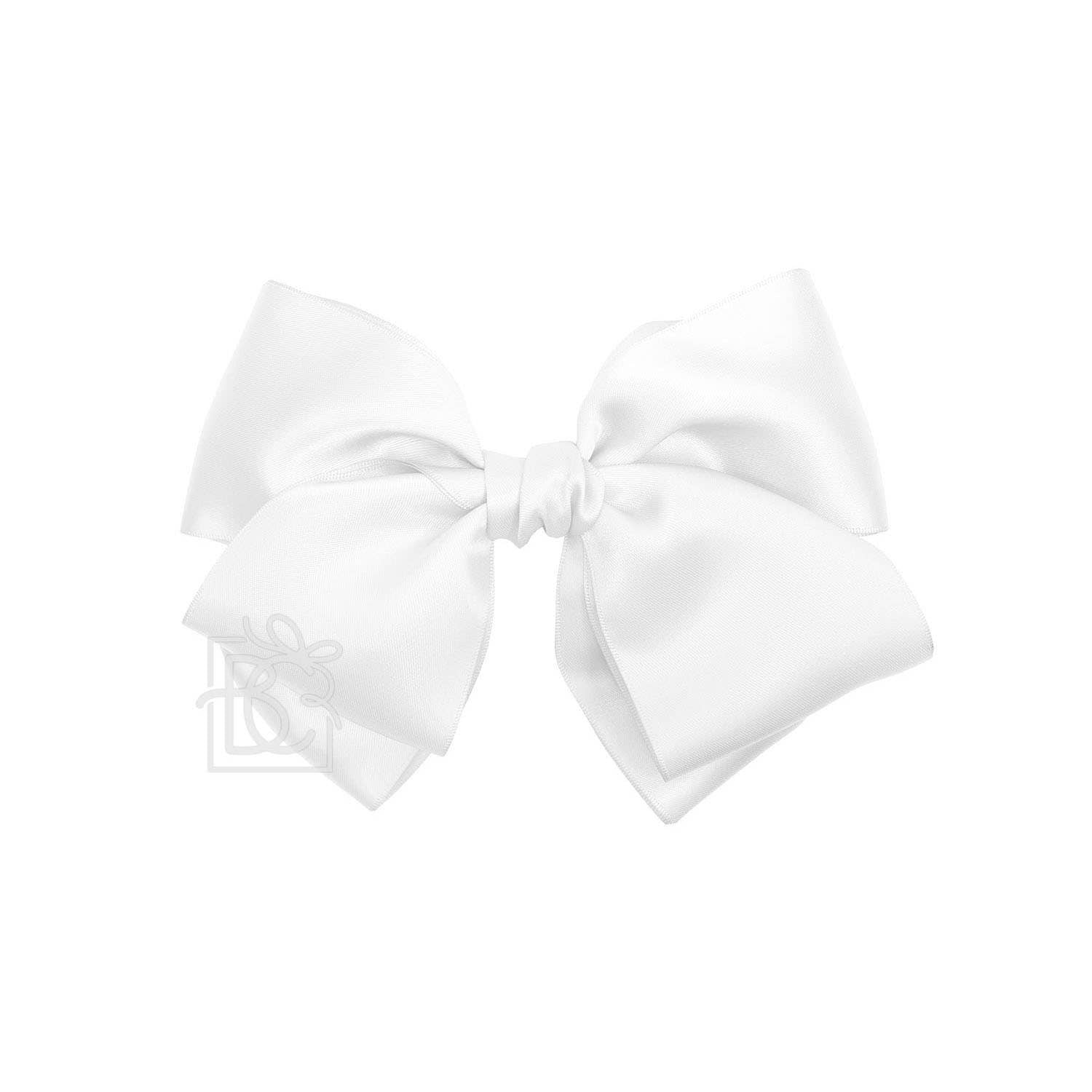 Beyond Creations, LLC - SATIN EUROPEAN BOW W/RUFFLED KNOT ON CLIP: 7" Euro Bow on Med. Alligator Clip / ANTIQUE WHITE - Image 9