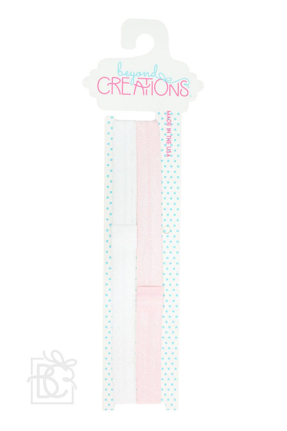 Beyond Creations, LLC - SKINNY ELASTIC HEADBAND PACKS: WHITE/LIGHT PINK / 3-18 Months