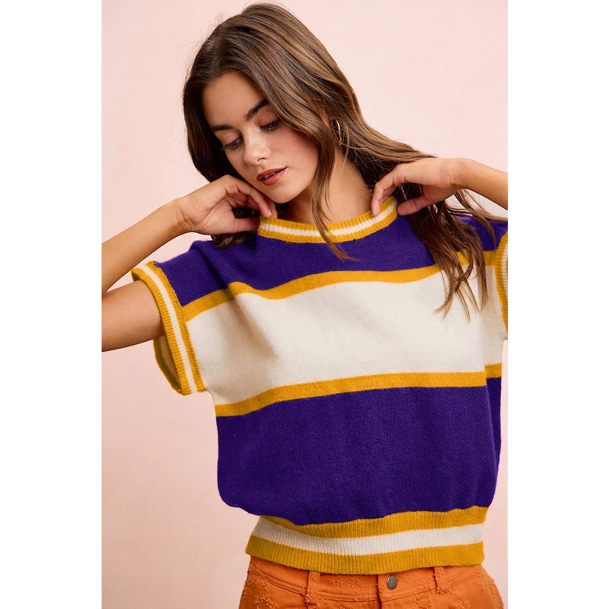 BiBi - GAMEDAY THEME COLORBLOCK REALXED FIT KNIT TOP: BLACK/RED / M - Image 17