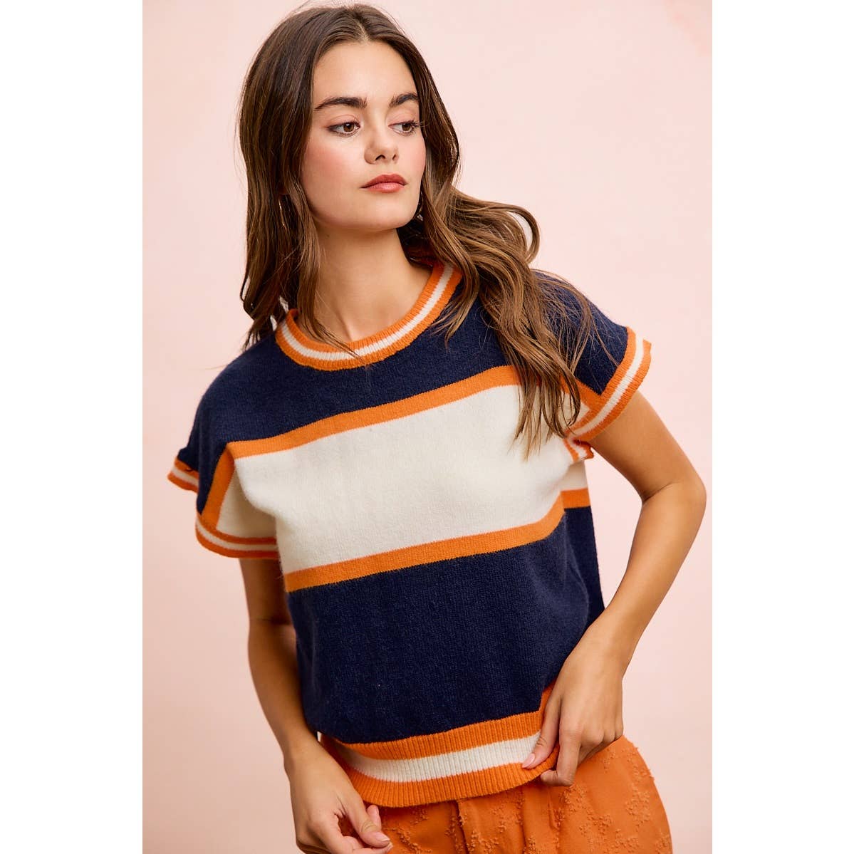 BiBi - GAMEDAY THEME COLORBLOCK REALXED FIT KNIT TOP: BLACK/RED / M - Image 5