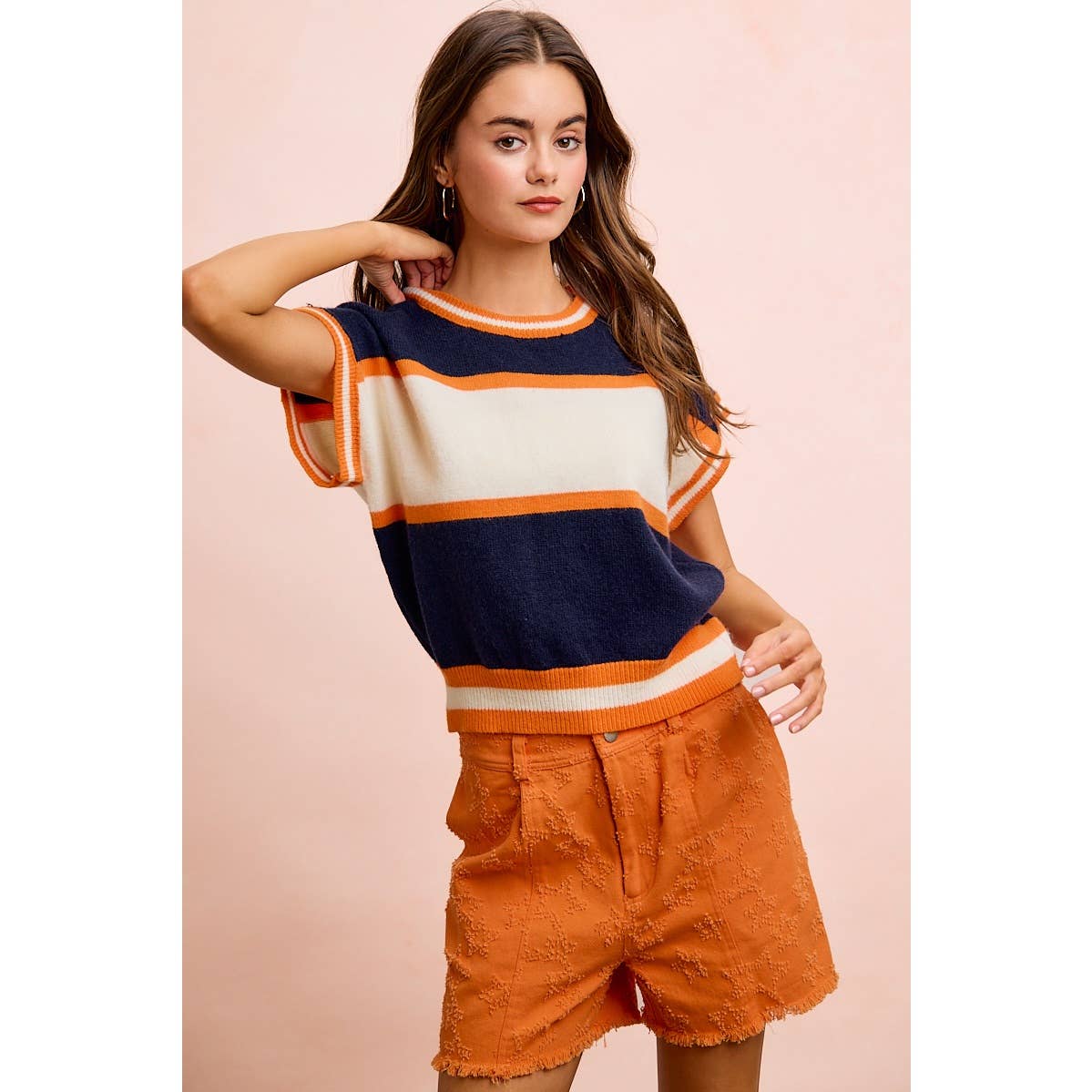 BiBi - GAMEDAY THEME COLORBLOCK REALXED FIT KNIT TOP: BLACK/RED / S - Image 10