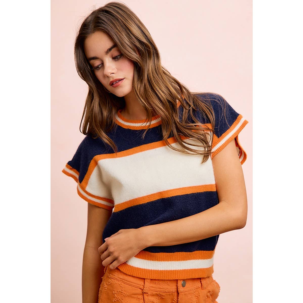 BiBi - GAMEDAY THEME COLORBLOCK REALXED FIT KNIT TOP: BLACK/RED / S - Image 4