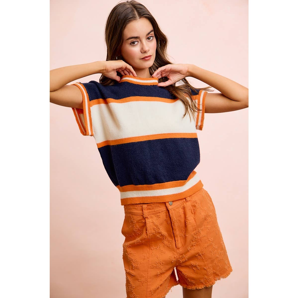 BiBi - GAMEDAY THEME COLORBLOCK REALXED FIT KNIT TOP: BLACK/RED / S - Image 7