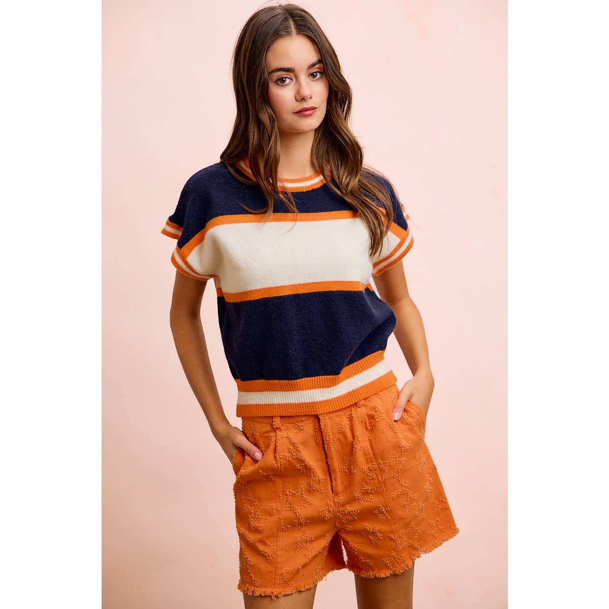 BiBi - GAMEDAY THEME COLORBLOCK REALXED FIT KNIT TOP: BLACK/RED / S - Image 8