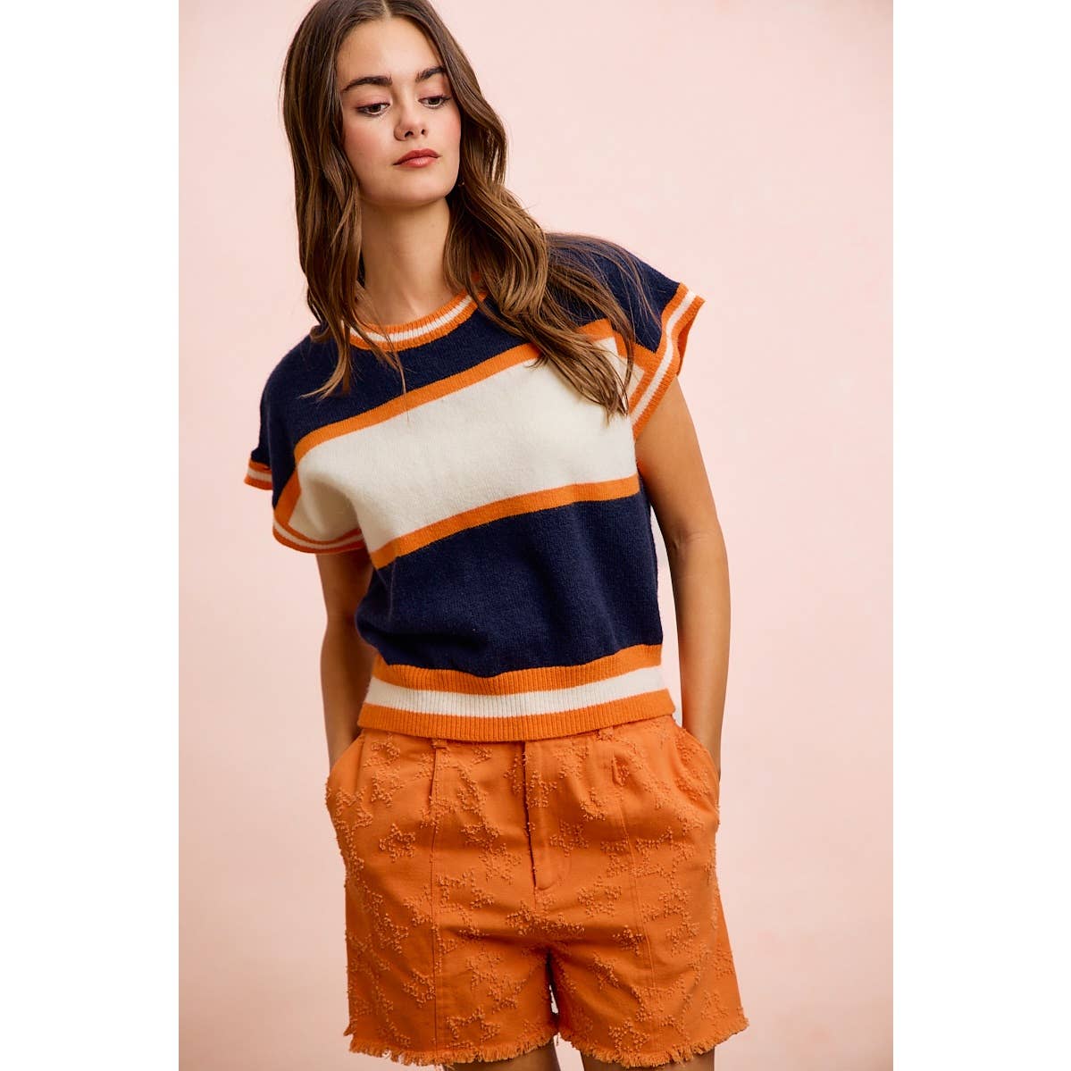 BiBi - GAMEDAY THEME COLORBLOCK REALXED FIT KNIT TOP: BLACK/RED / S - Image 9