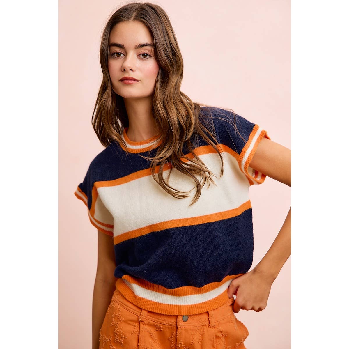 BiBi - GAMEDAY THEME COLORBLOCK REALXED FIT KNIT TOP: BLACK/RED / XL - Image 3