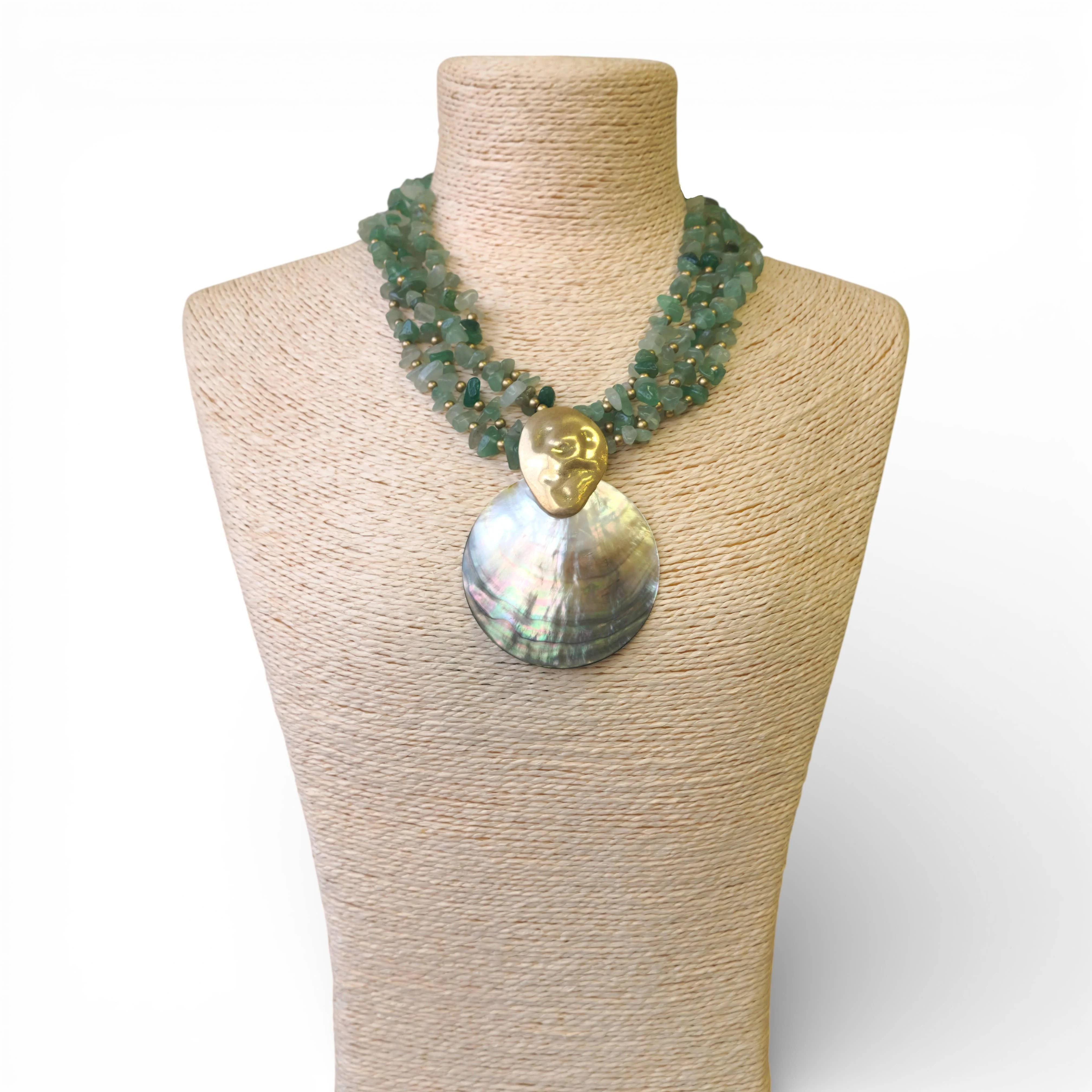 Bijoux Envie Statement Jewelry - Mother of Pearl Shell Necklace | Handmade Statement Jewelry - Image 3