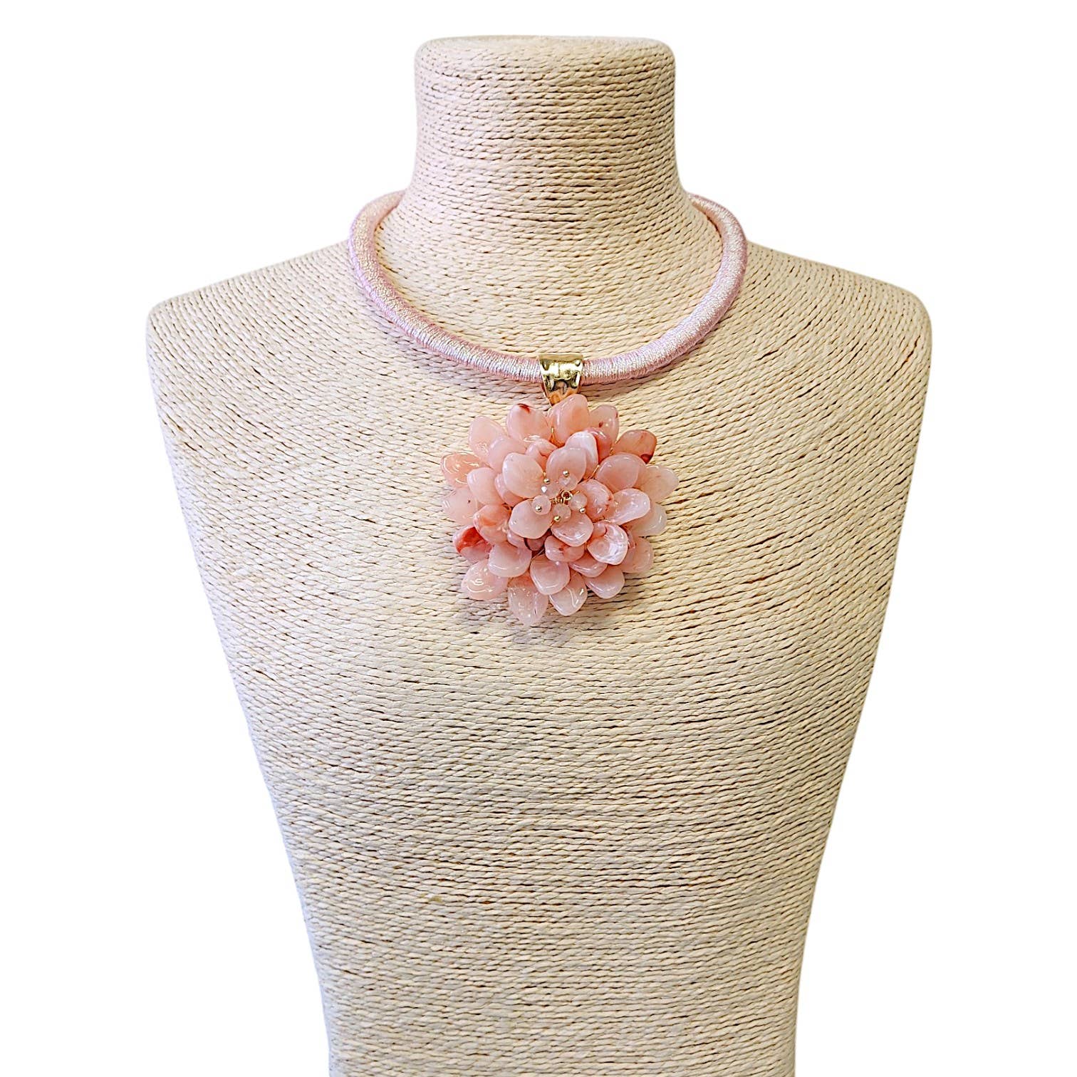 Bijoux Envie Statement Jewelry - Pink Flower Collar Necklace | Coastal Statement Jewelry - Image 3