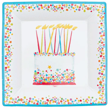 Birthday Cake Sq Salad/dessert Plates Square