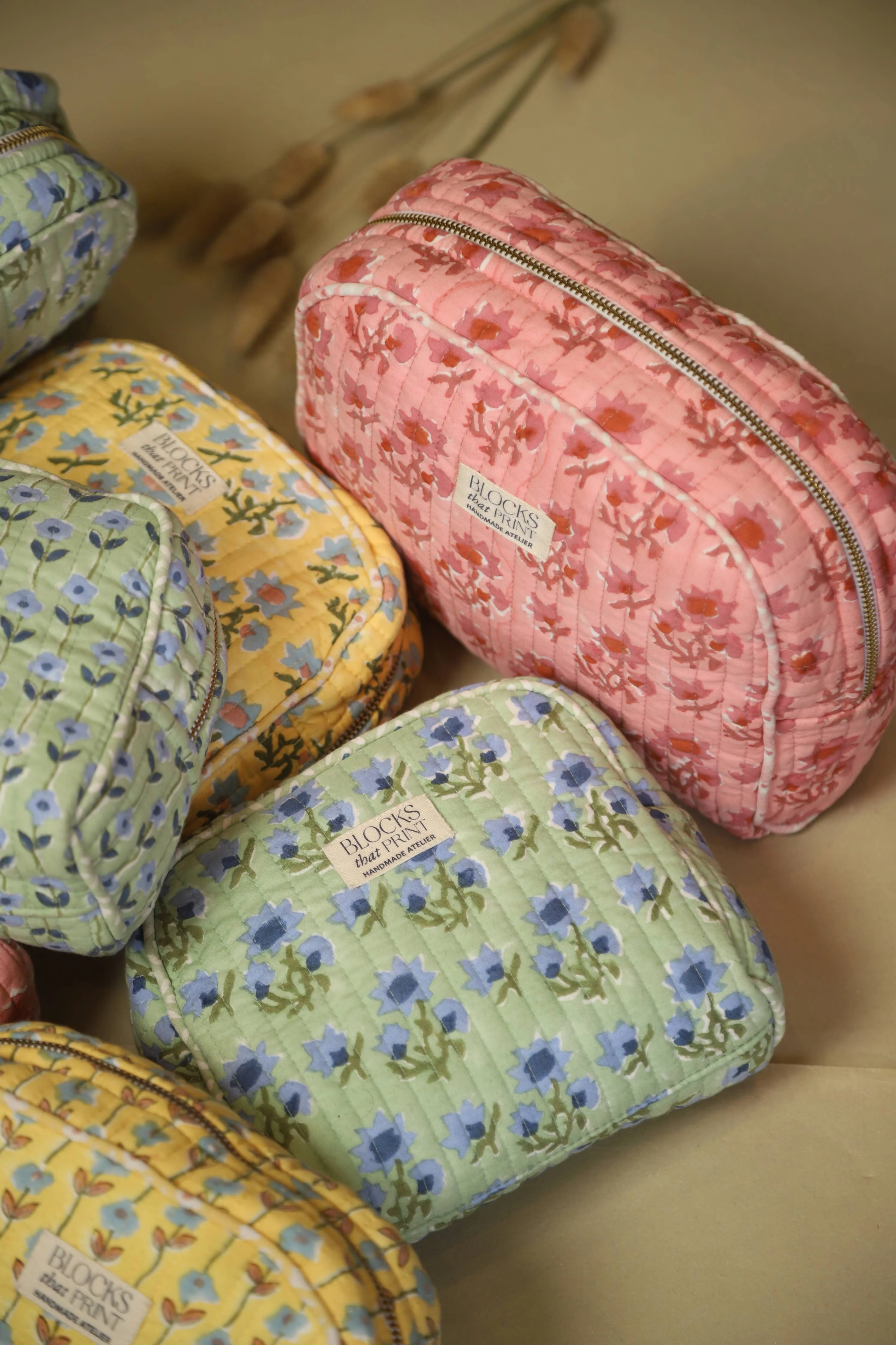 Blocks that Print - Green Bloom Travel Pouch : Large - Image 4