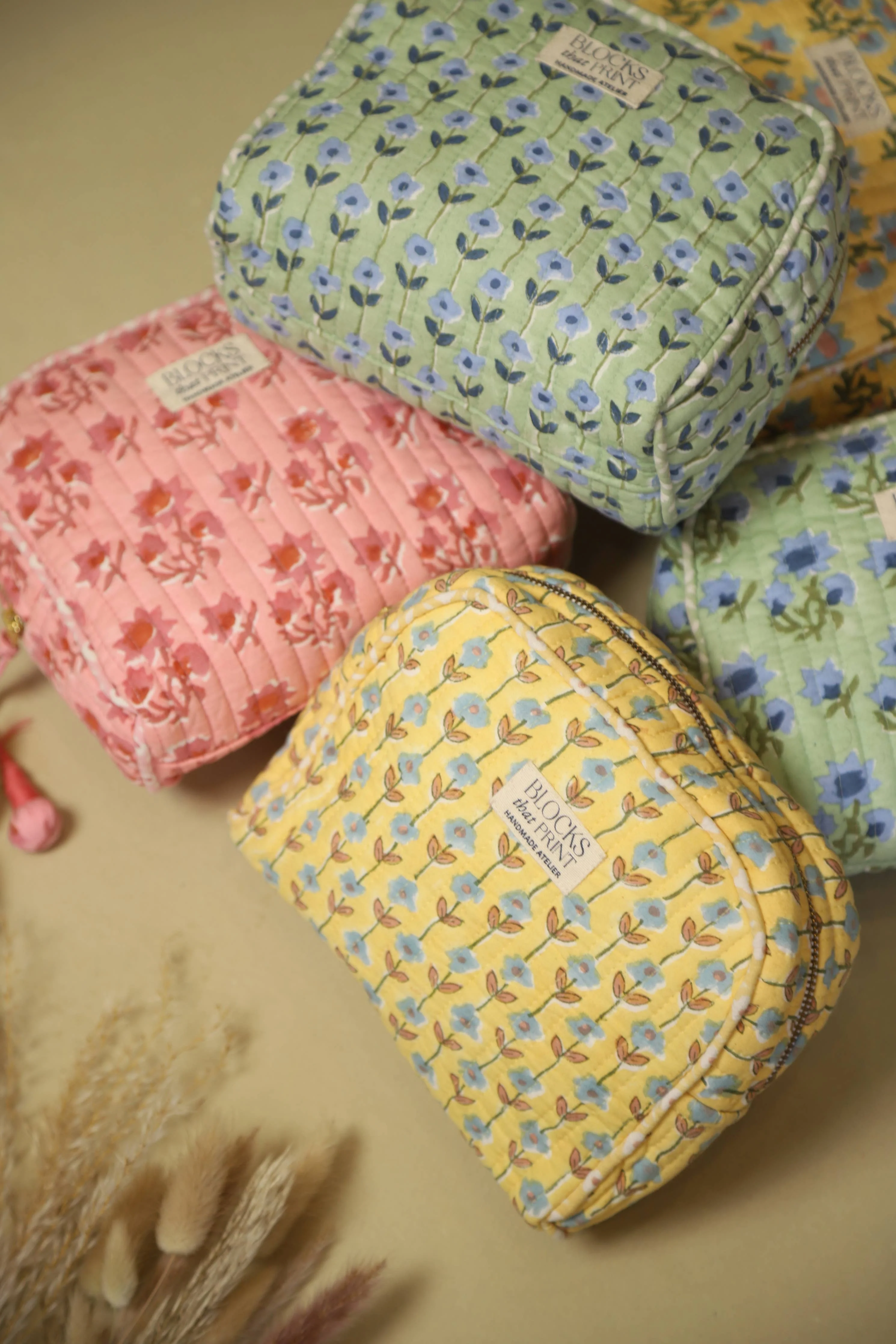 Blocks that Print - Green Bloom Travel Pouch : Large - Image 5