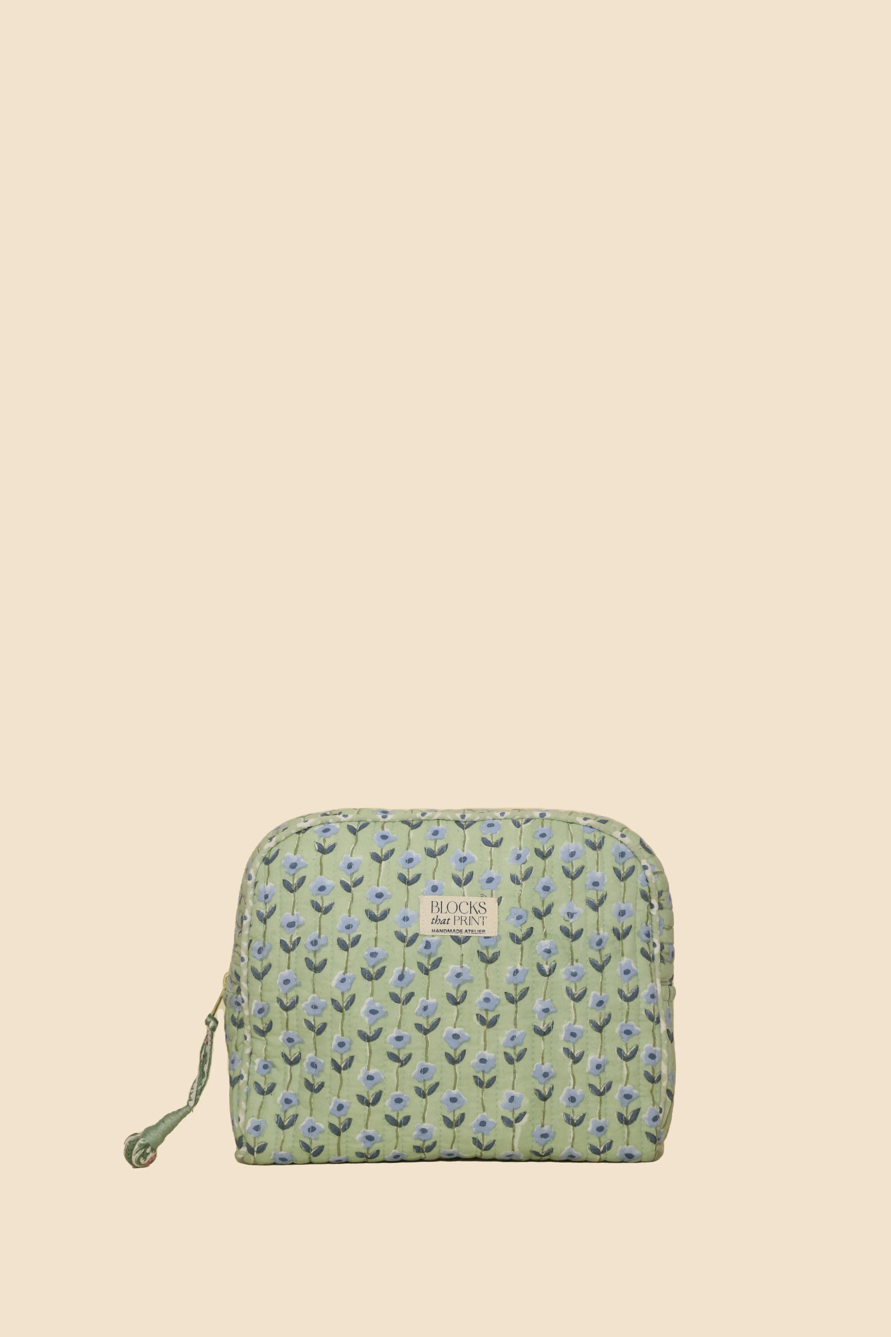 Blocks that Print - Green Blooms Travel Pouch