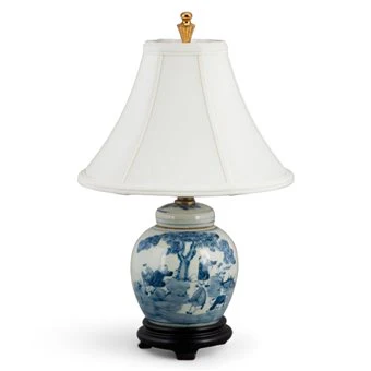 BLUE AND WHITE JAR LAMP-CHILD PLAYING