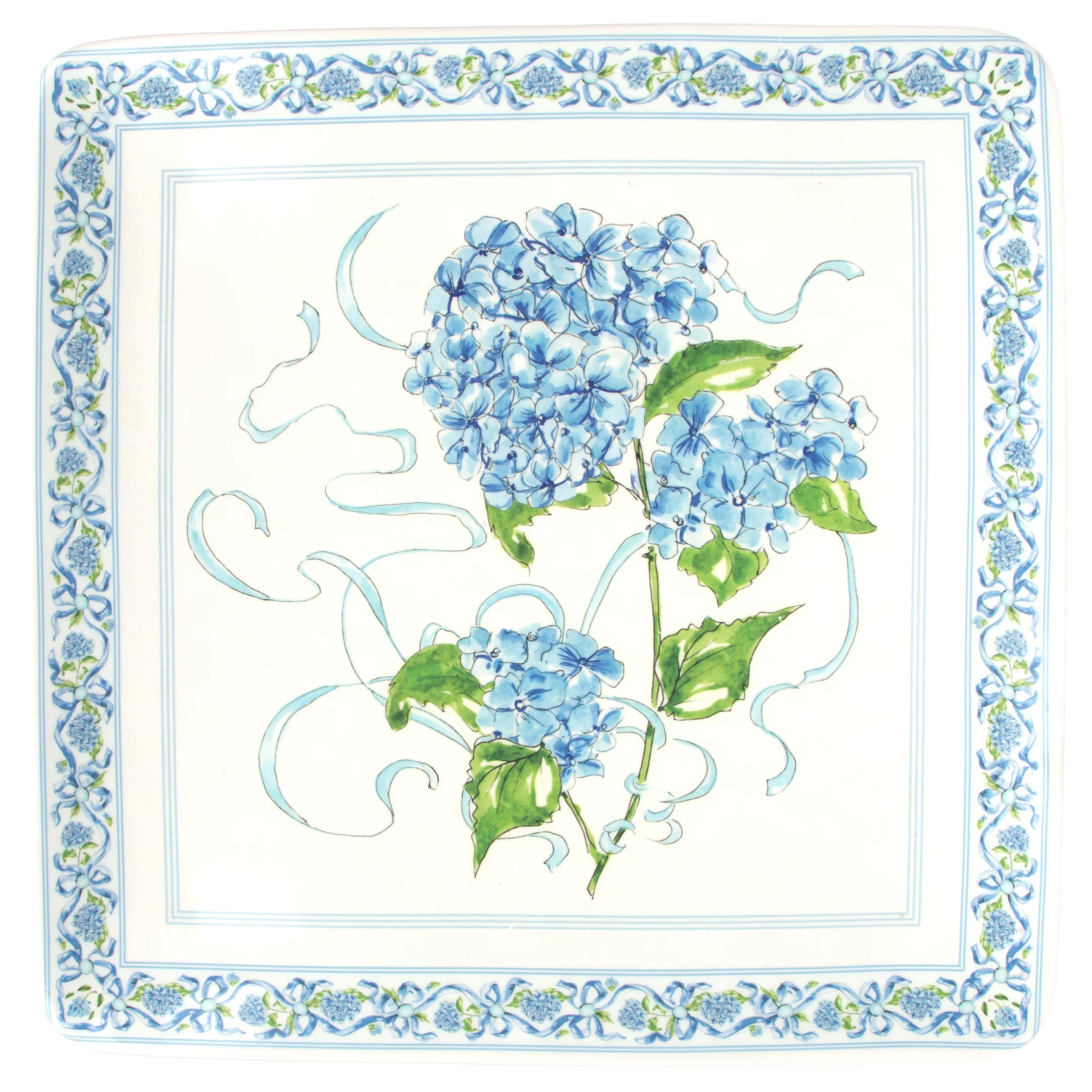 Blue Hydrangea Square Platter