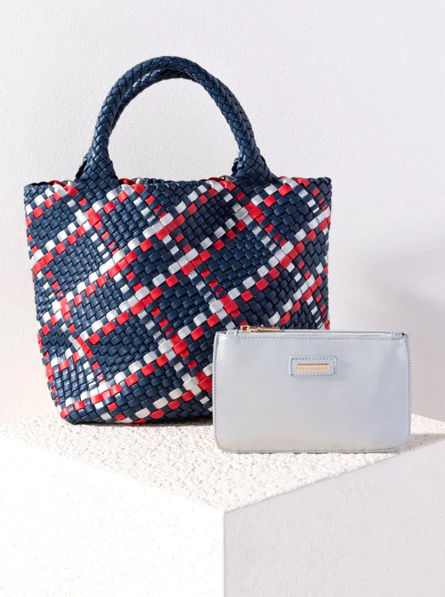 Blythe Plaid Mini Tote - blue