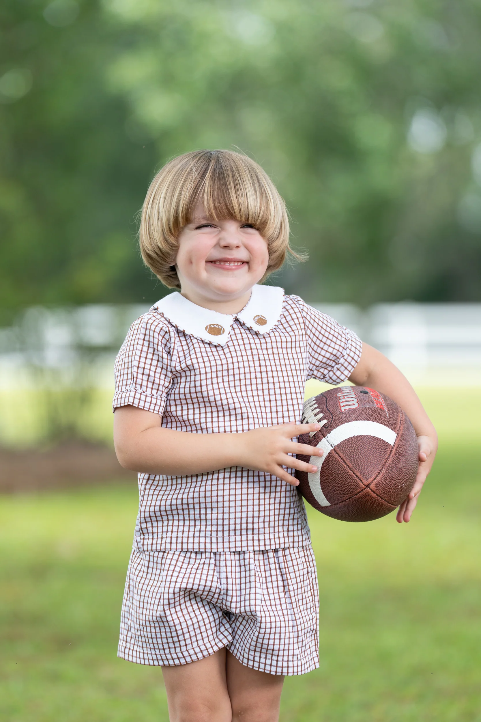 Bobby Football Brown Gingham Short Set - Image 3