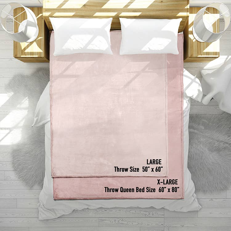Boutique Monogram - Fancy Love Pink and Blue Roses Collection Throw Blanket: Blue Roses / Sherpa White / XL 60"x80 - Image 3