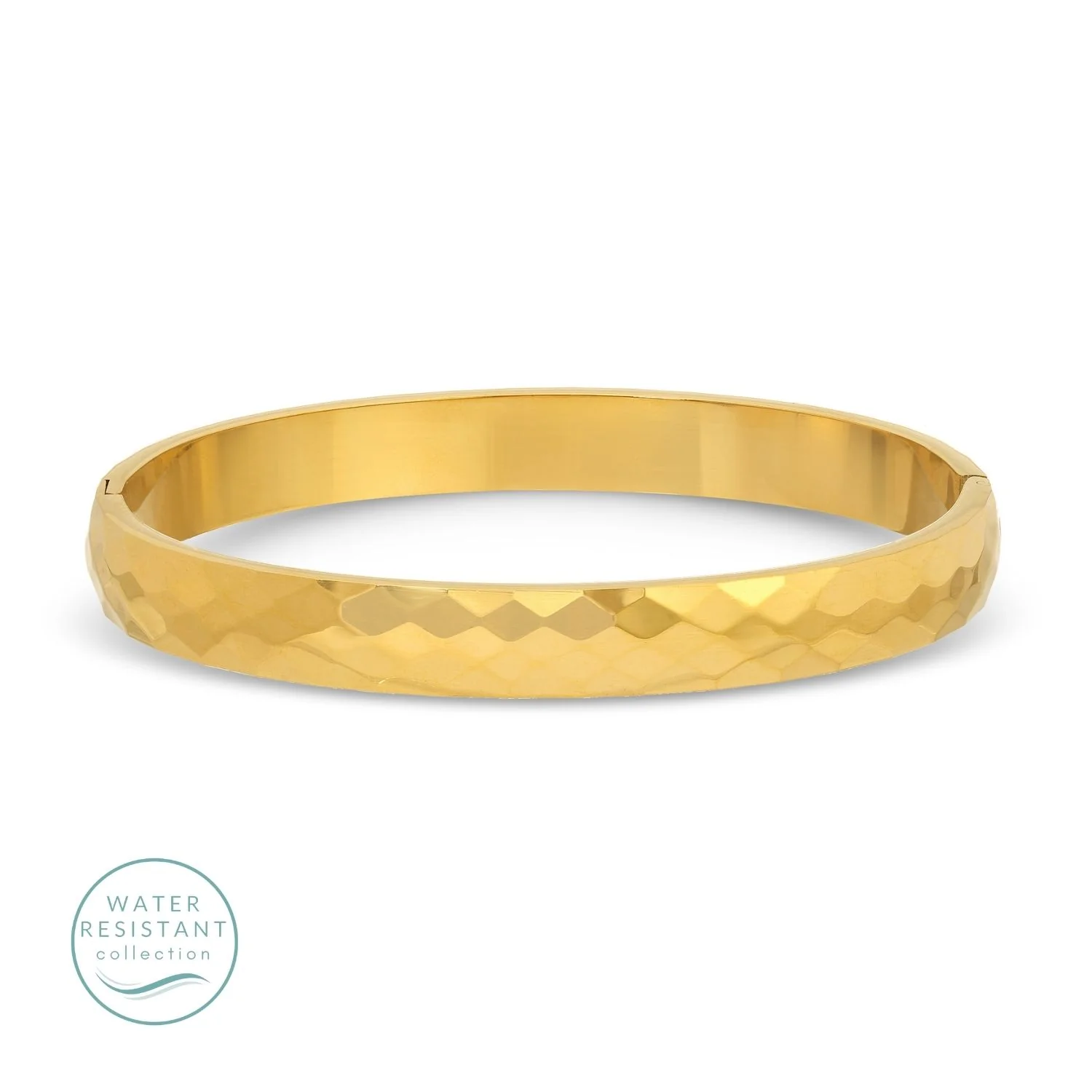 Bracelet - Textured Hinged Bangle, Gold, WR