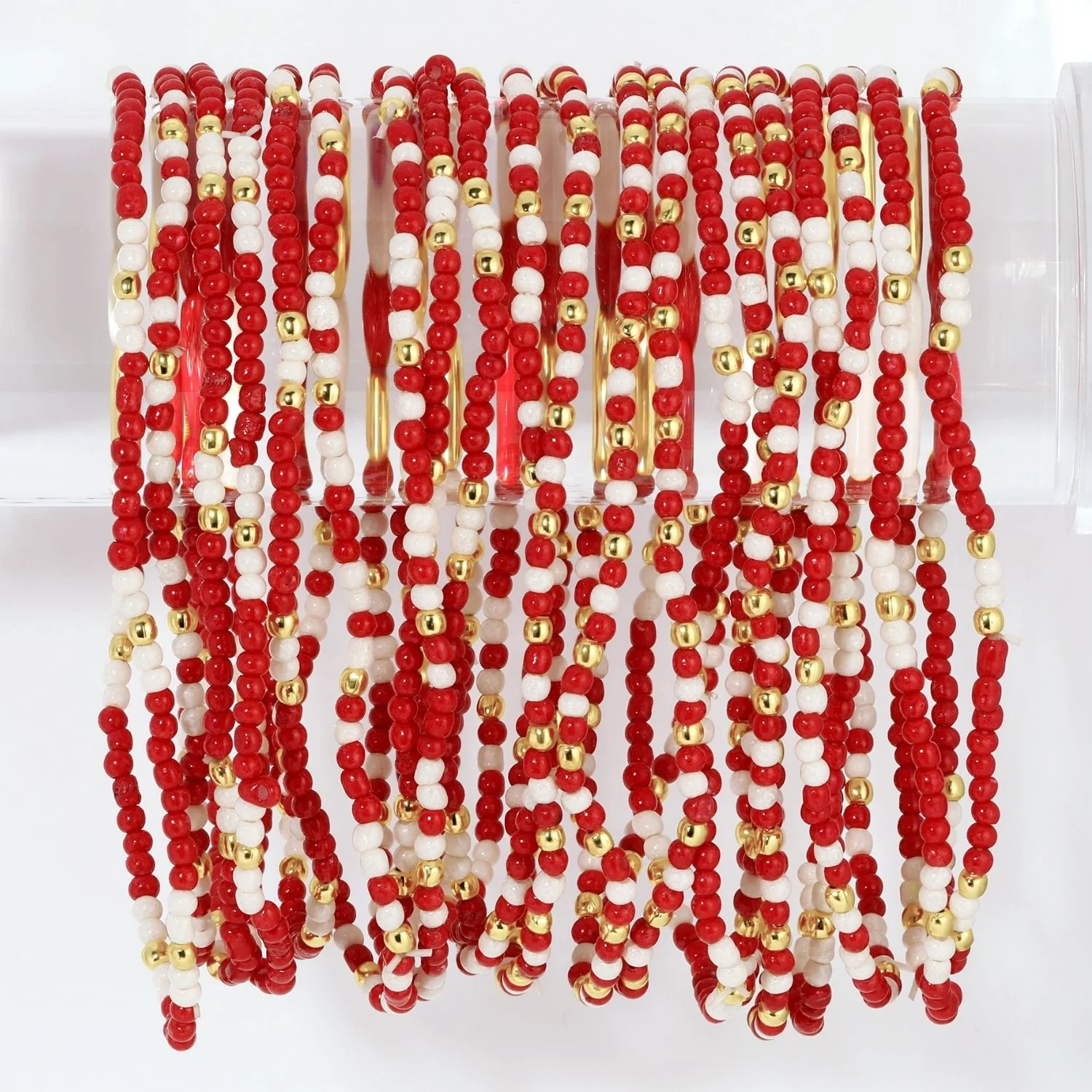 Bracelets - 2mm Crimson/White