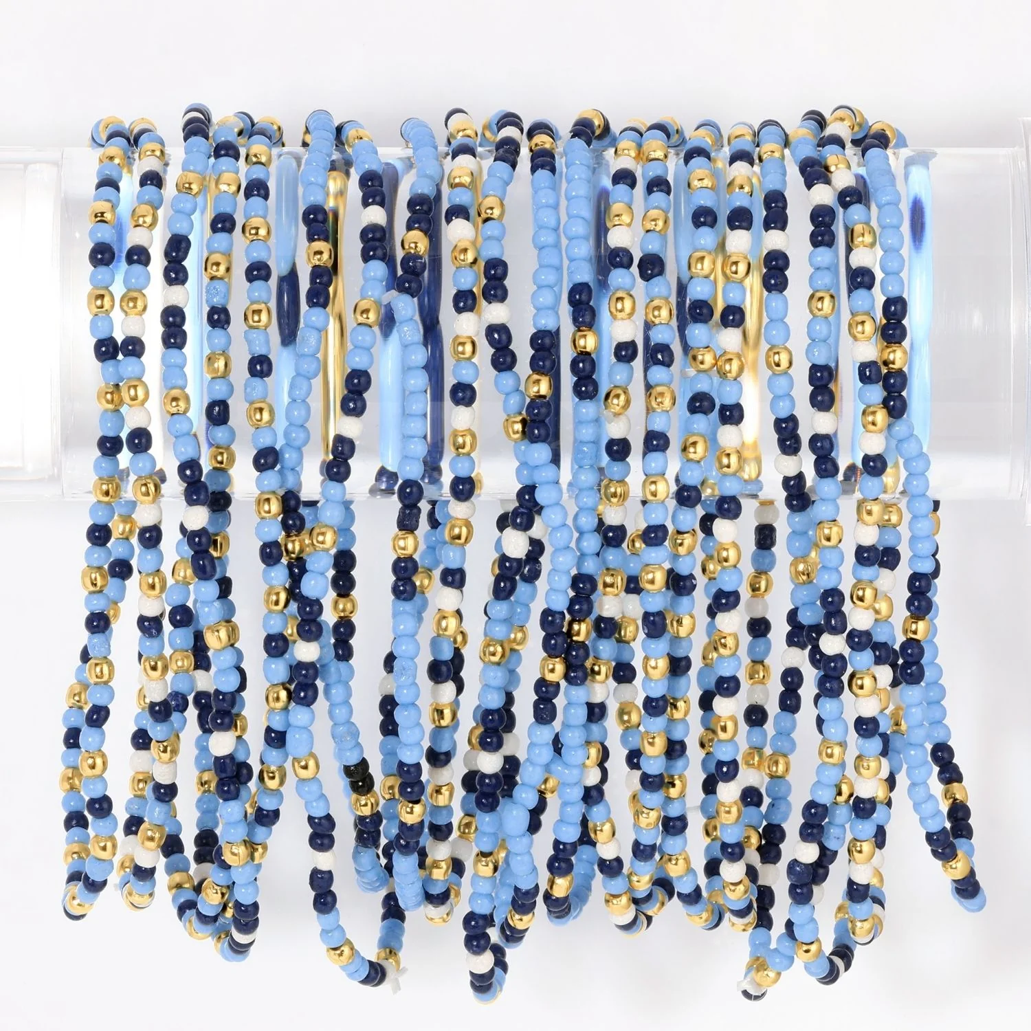Bracelets - 2mm Navy/Lt Blue/White