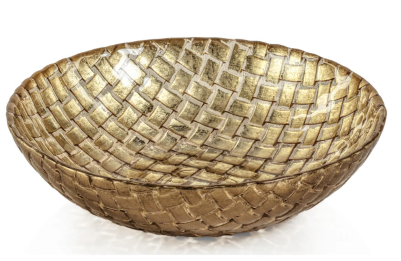 BRAIDED GLASS BOWL-GOLD