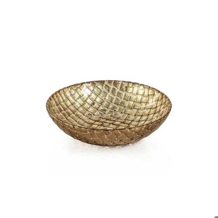 Braided Glass Bowl-Gold, 7"