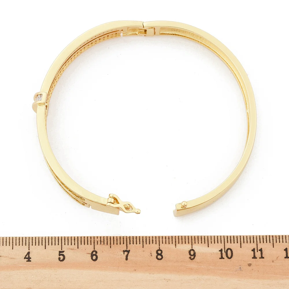 Brass Micro Pave Clear Cubic Zirconia Hinged Bangles for Women, Heart, Cadmium Free & Lead Free, Rack Plating, Long-Lasting Plated, Real 18K Gold Plated - Image 25