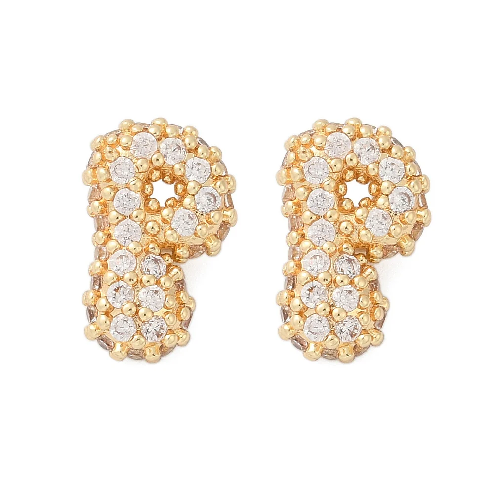 Brass Micro Pave Cubic Zirconia Stud Earrings, Rack Plating, Long-Lasting Plated, Real 18K Gold Plated - Image 13