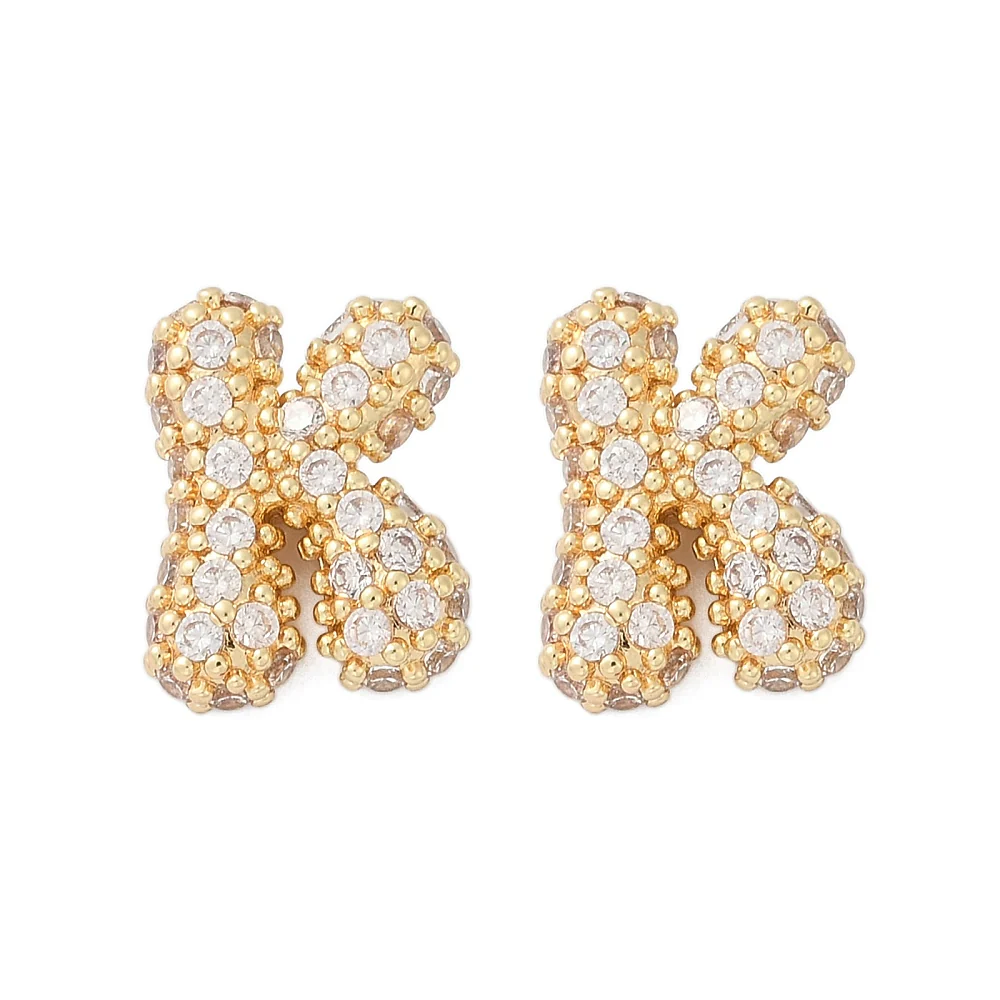 Brass Micro Pave Cubic Zirconia Stud Earrings, Rack Plating, Long-Lasting Plated, Real 18K Gold Plated - Image 9