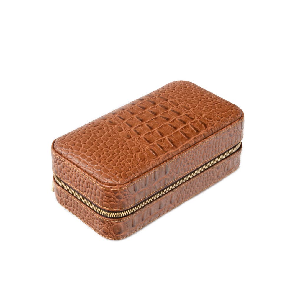 Brouk and Co. - Dean Croco Cigar Travel Humidor Case (Brown) - Image 3