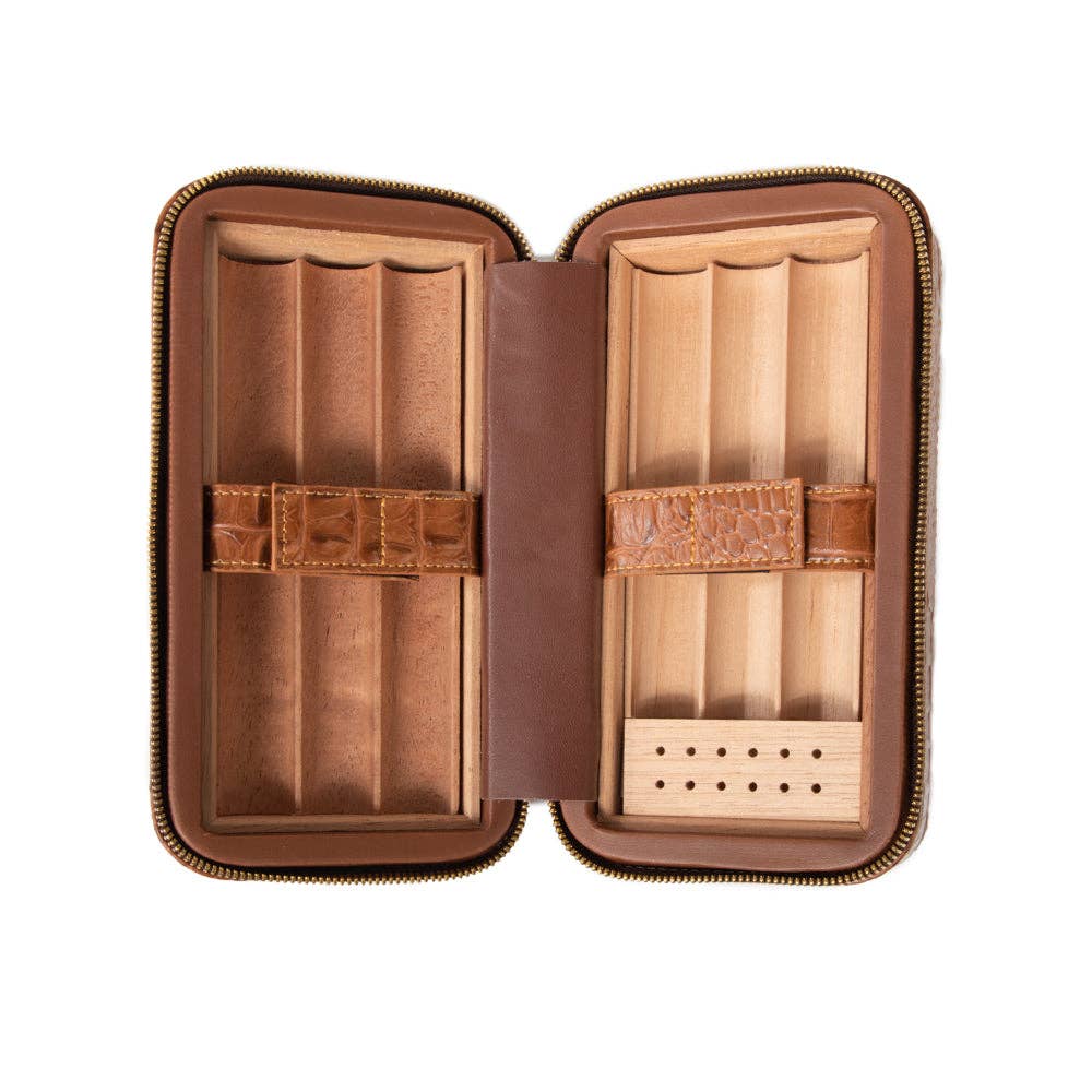 Brouk and Co. - Dean Croco Cigar Travel Humidor Case (Brown) - Image 5