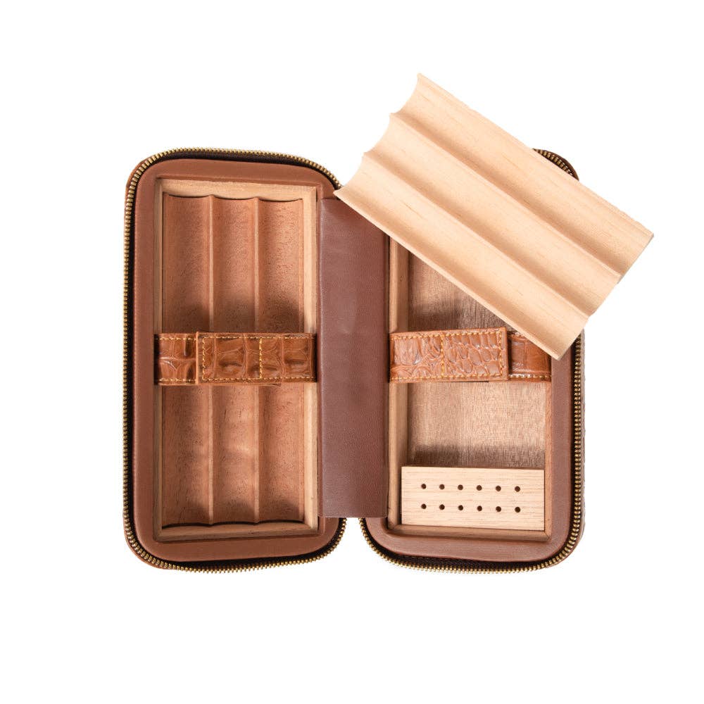 Brouk and Co. - Dean Croco Cigar Travel Humidor Case (Brown) - Image 6
