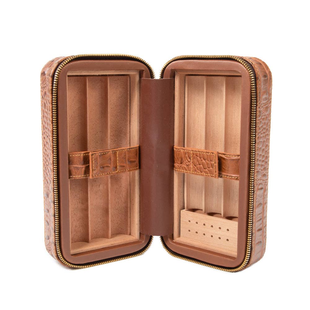 Brouk and Co. - Dean Croco Cigar Travel Humidor Case (Brown) - Image 7