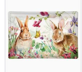 Bunny Meadow Rectangular Glass Soap Dish