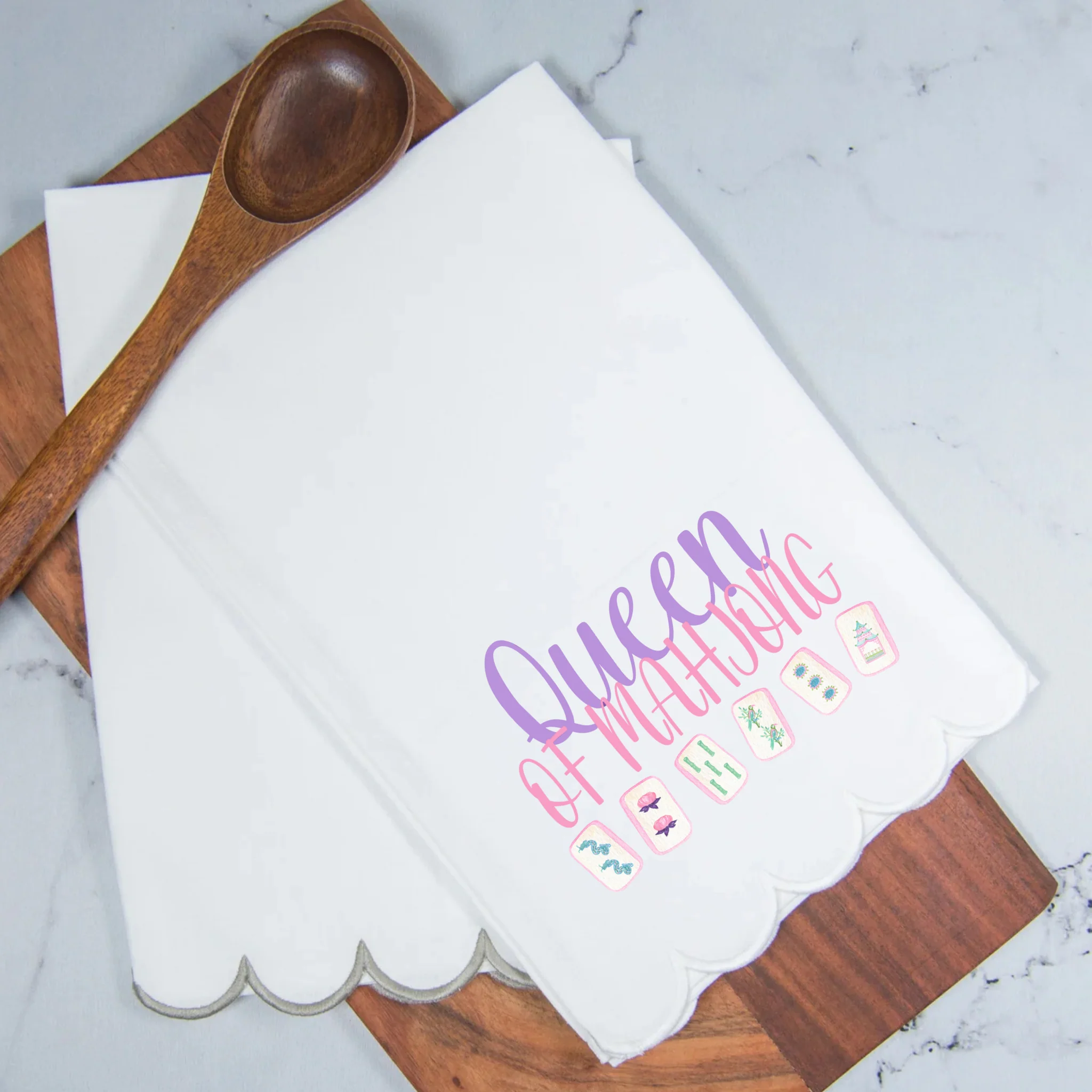 Busy Bee Gift - Queen of Mahjong Tea Towel - Image 2