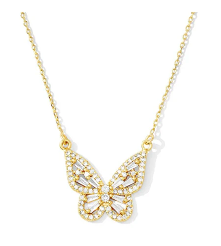 Butterfly pendant with various shaped cubic Zirconia