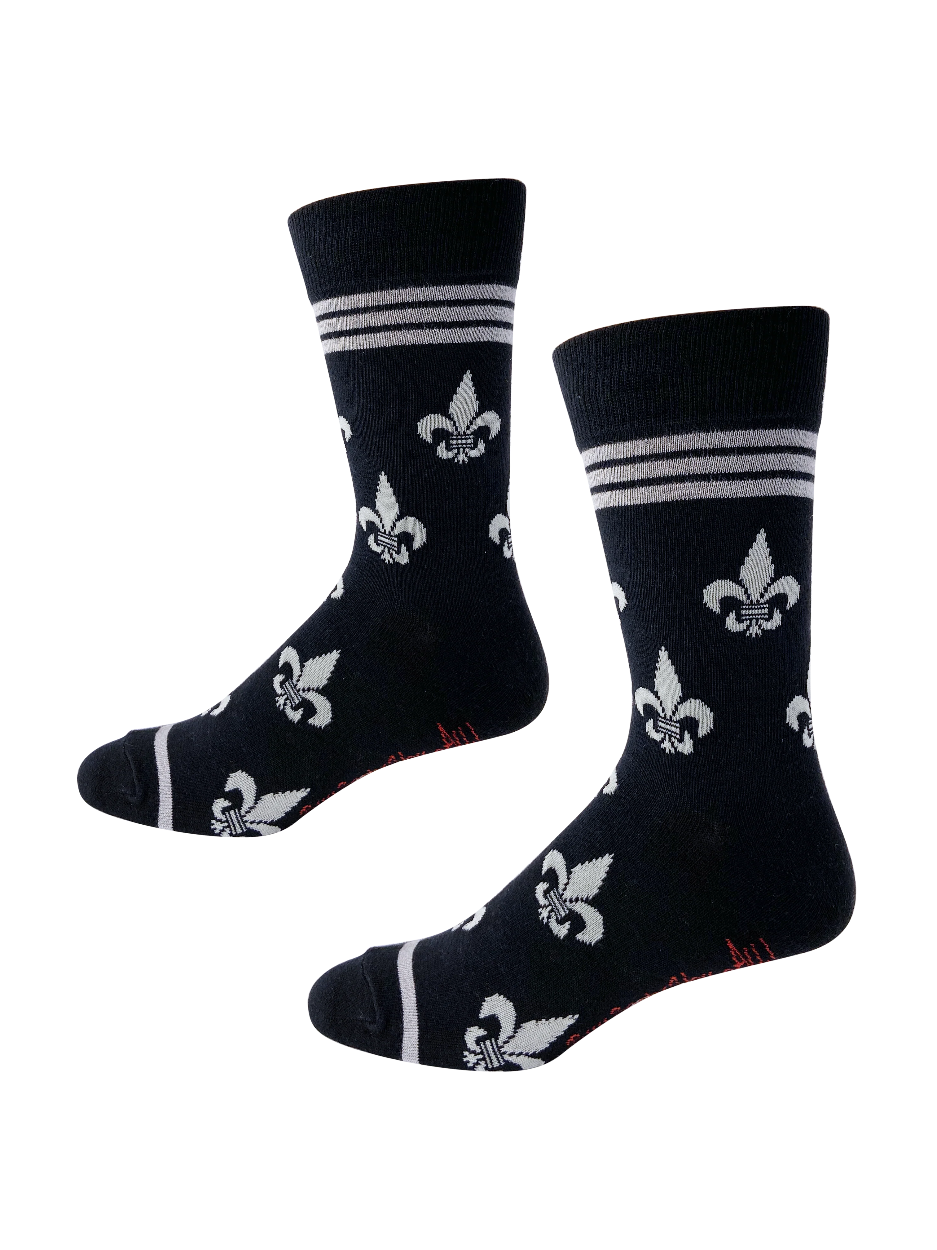 Buy Socks You All - Fleur de Lis Silver and Black Men's Socks - Image 2