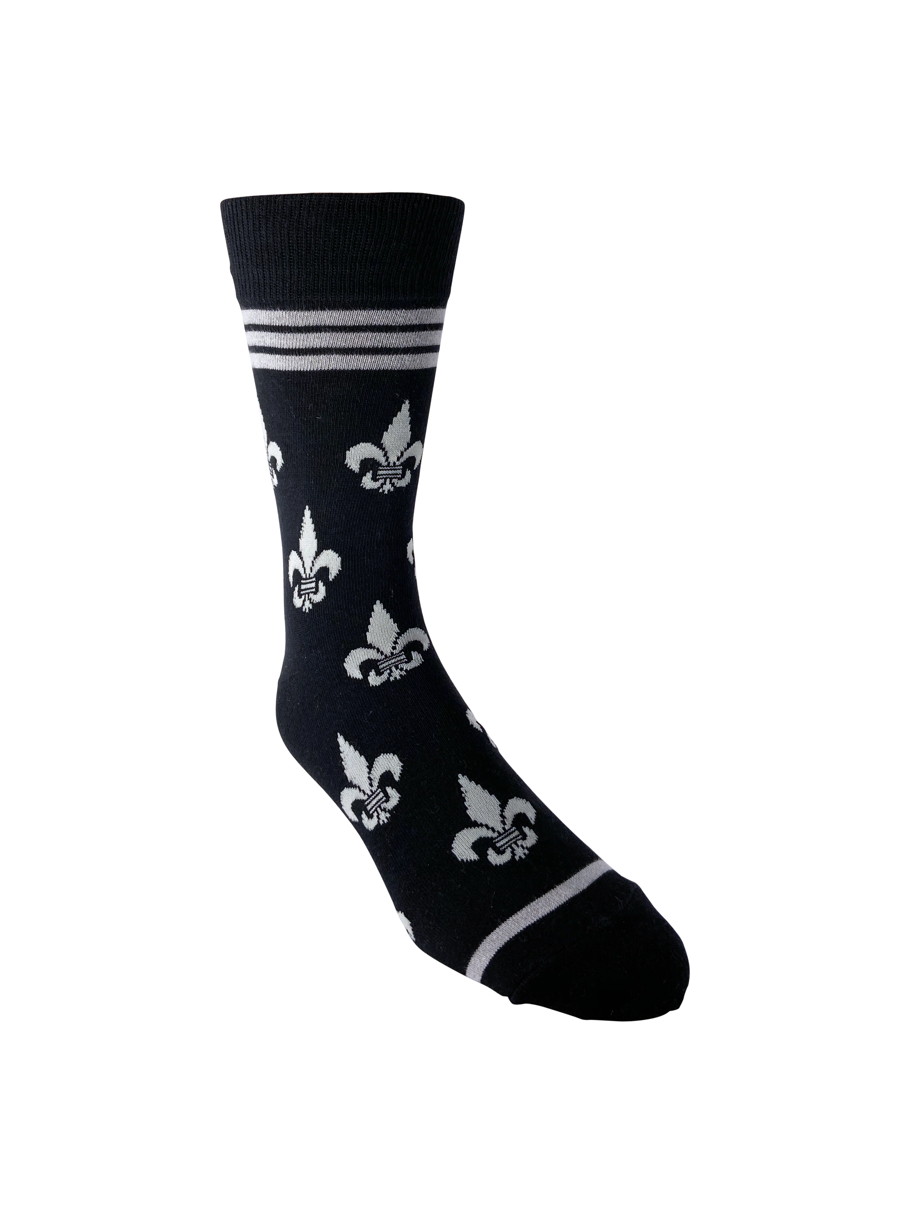 Buy Socks You All - Fleur de Lis Silver and Black Men's Socks - Image 3