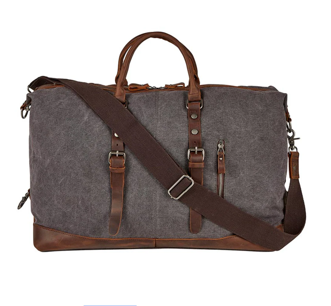 Canvas and Leather Vintage Duffle - Image 2