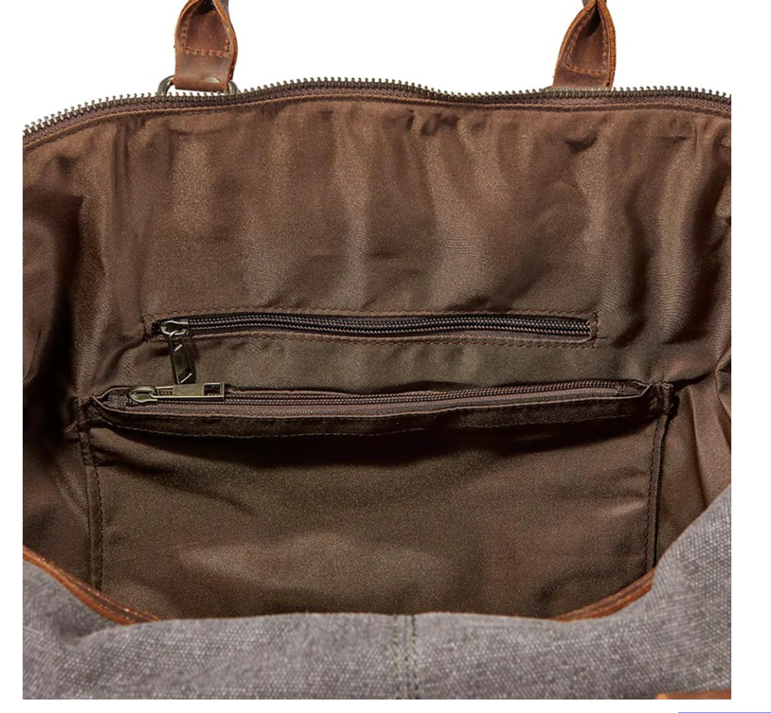 Canvas and Leather Vintage Duffle - Image 4