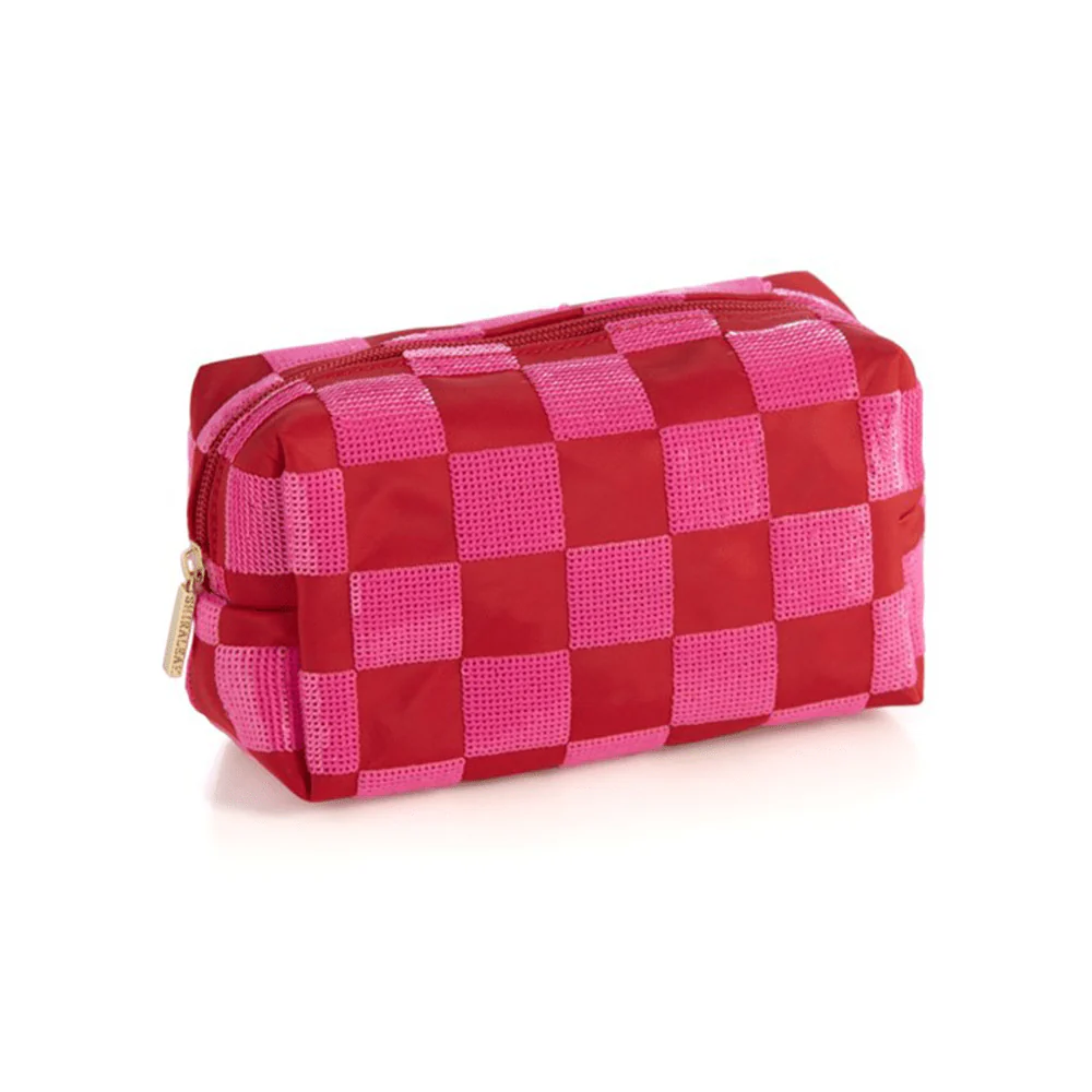 Cara Check Pattern Cosmetic Bag