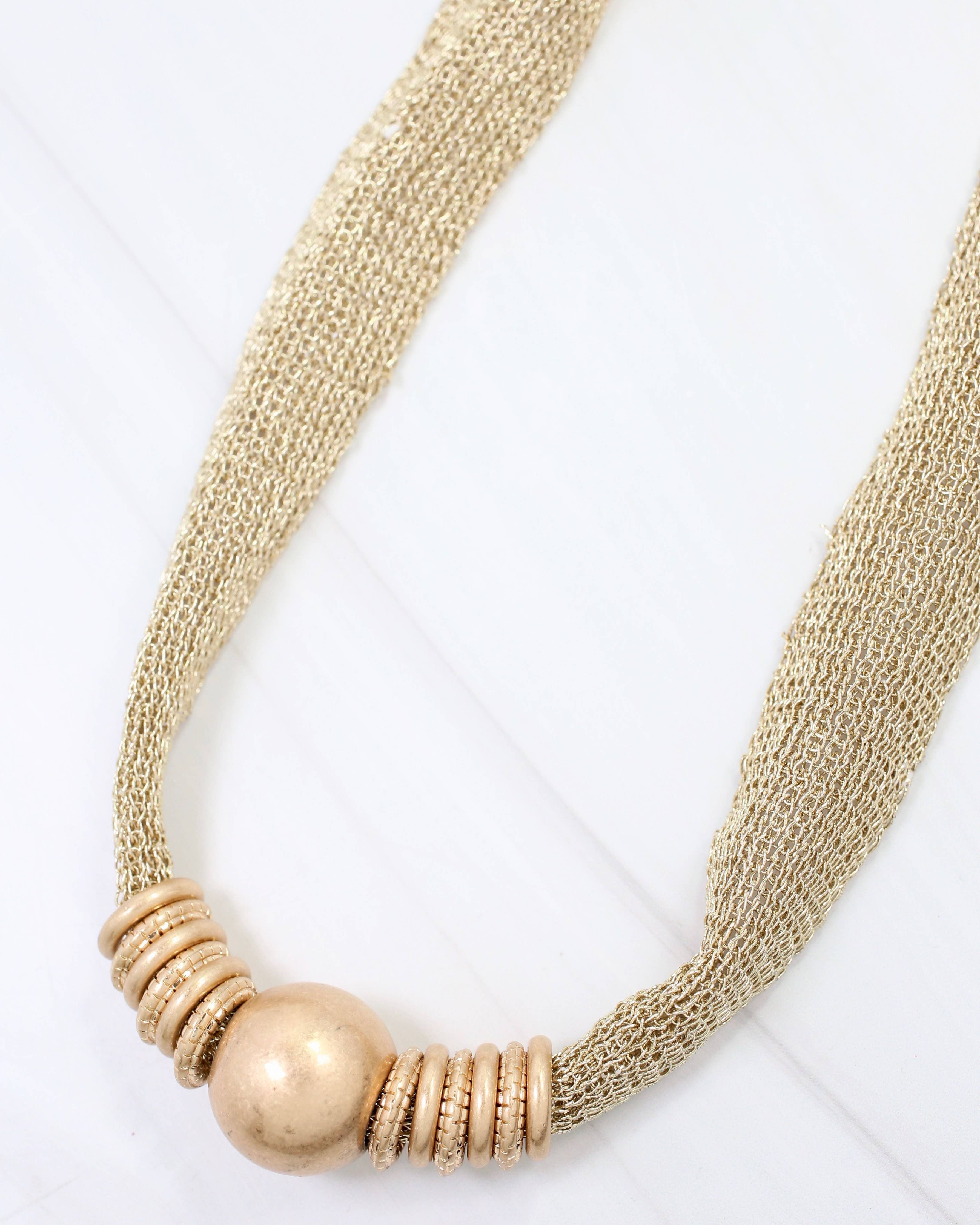 Caroline Hill - Ludington Statement Necklace Worn Gold: Default - Image 3