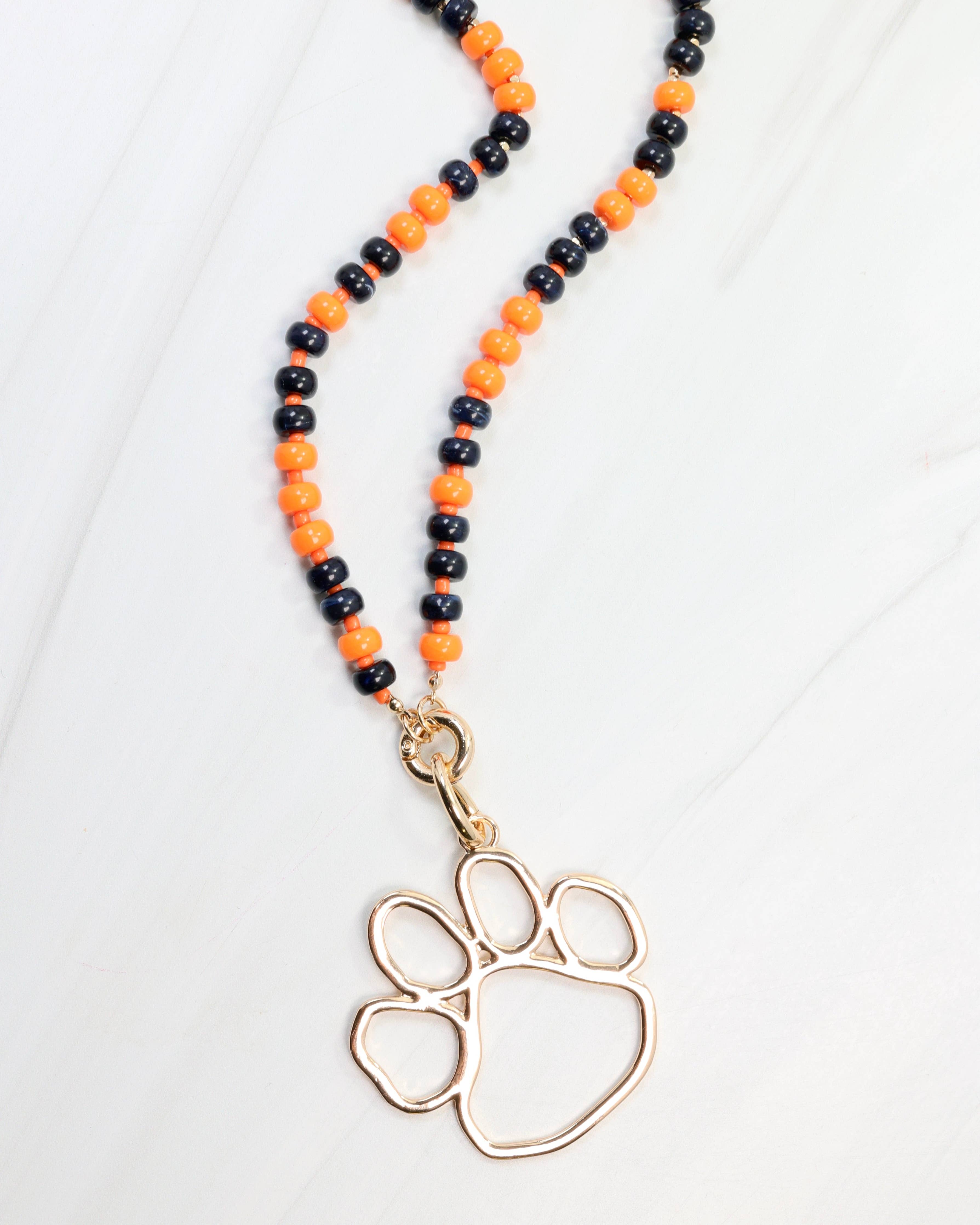 Caroline Hill - McLane Stone Necklace with Toggle Navy Orange: Default - Image 2