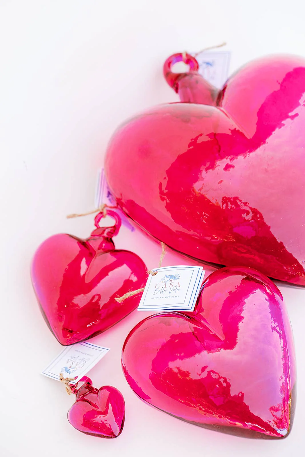 Casa Bella Vida - Blown Glass Heart - Pink - Small - Image 2