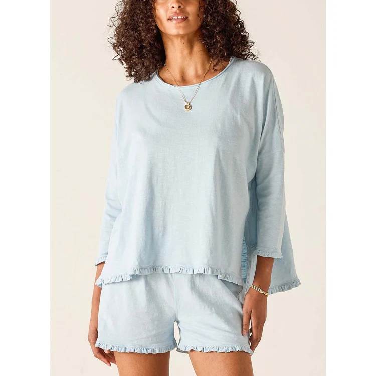 Catalina Ruffle Tee - Niagara Mist
